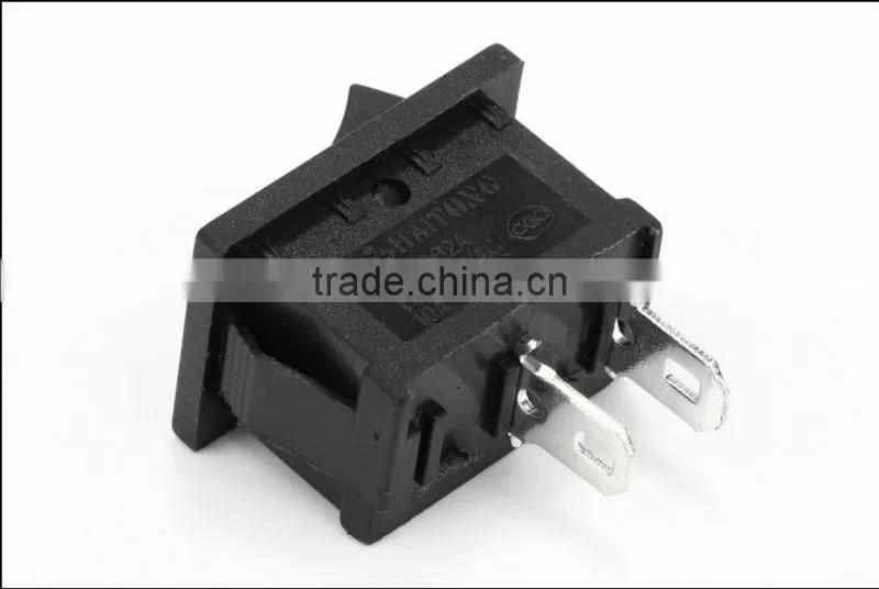6A 250V 2pin 2way black rocker switch with high quality,China supplier