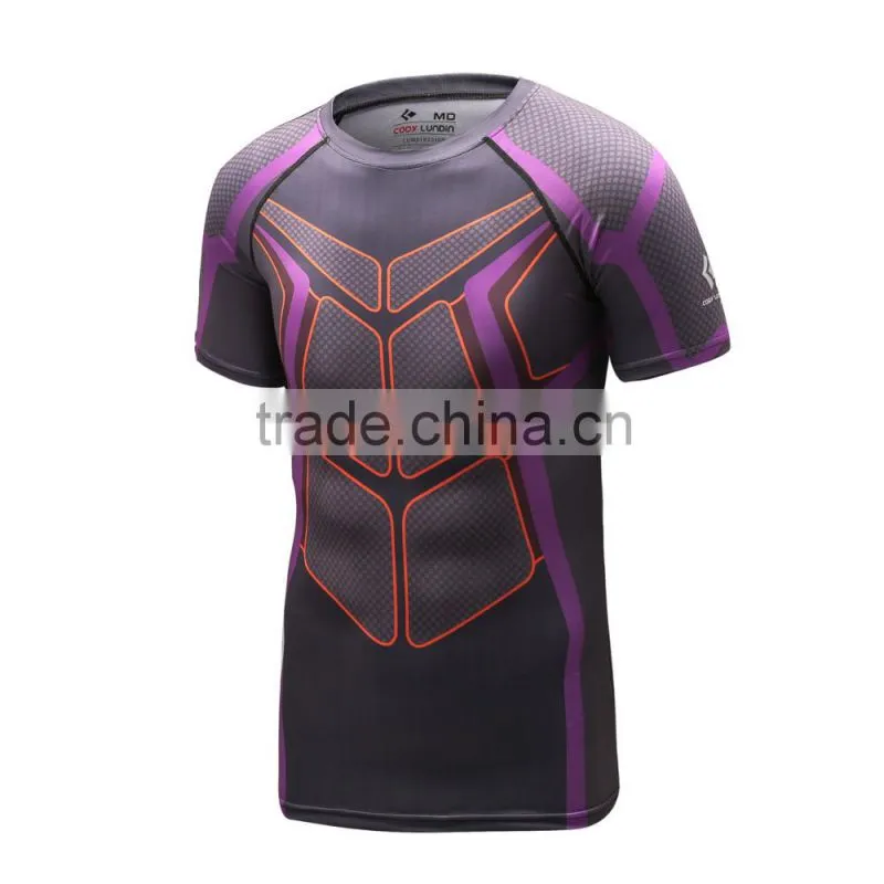 Men T Shirt Marvel Compression Shirts Outdoor Sport Bodybuilding Gym Fitness Jersey Casual Tees