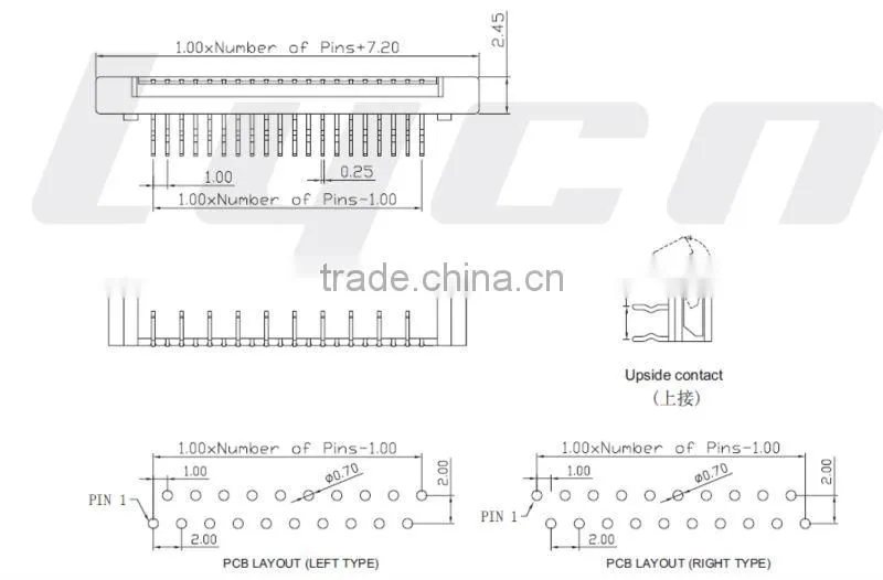 FPC/FFC Connector Pitch 1.00mm Right Angle Type Upside Contact