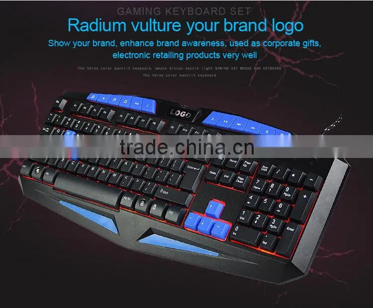 ISO factory wired gaming keyboard_three colors backlit keyboard