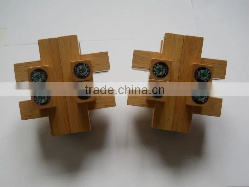 2011 SKODA promotion rubber wood toy intelligent brain teaser