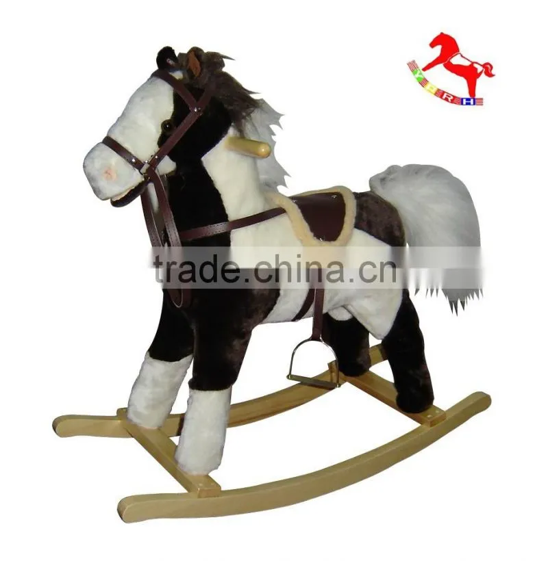 74*30*58cm big lovely customized stuffed plush children rocking horses series toy with wooden base&sound