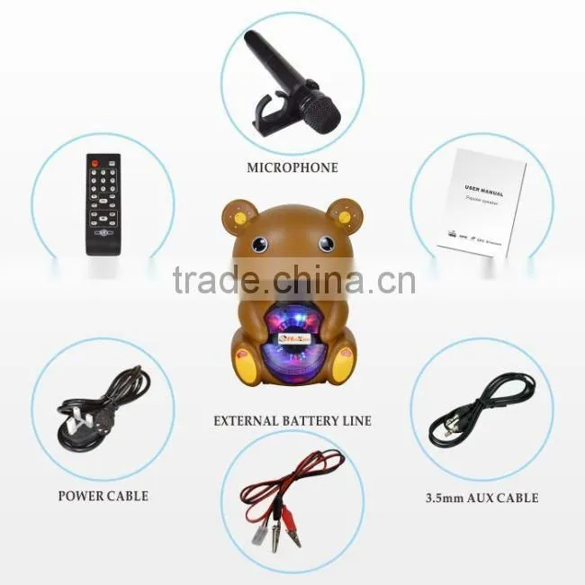 Hoxen 6.5" hot-sale portable bluetooth bear speakers with FM radio,USB,SD play L-86A