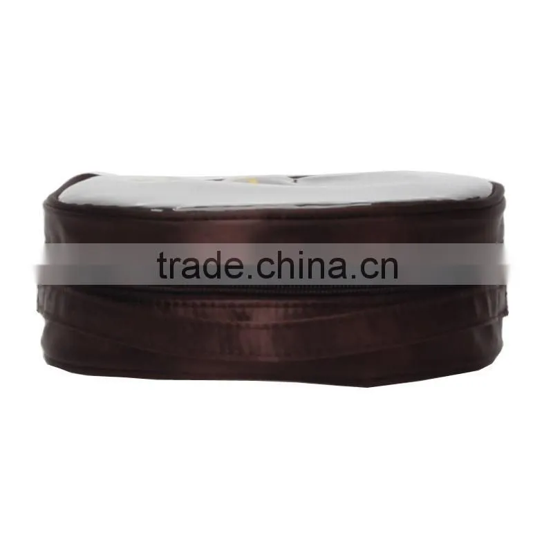 Satin fabric cosmetic bag/clear travel toiletry bags made in china