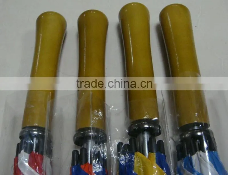 wholesale wooden handle blue and white umbrella