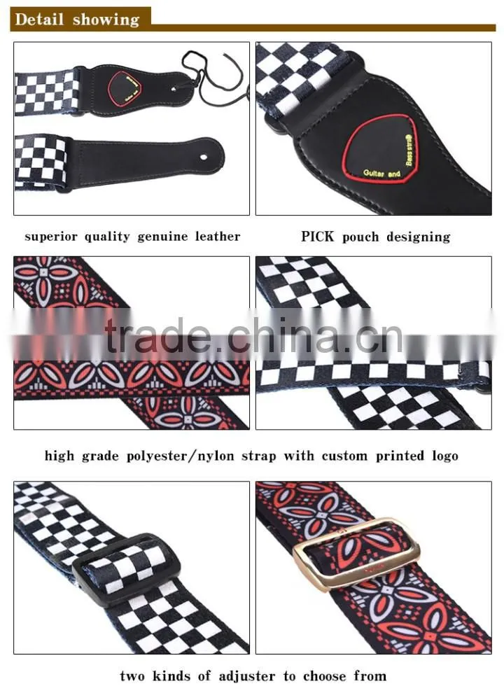 Customized thick heat transfer printed guitar strap