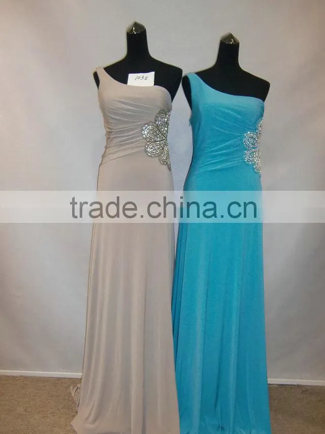 one shoulder embroidered spandex cotton maxi nice party dress