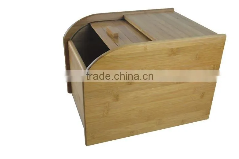 DX004/Bamboo Rice Holder Exquisite Bamboo Sliding Lid Rolltop Loaves Bread Box Storage Bin