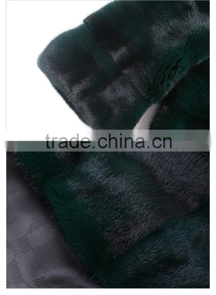 High-end dyed Dark green mink fur coat wholesale