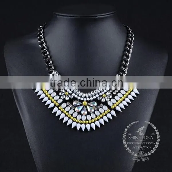 high quality vintage rhinestone chunky statement necklace tin alloy fashion women pendant necklace 6390089