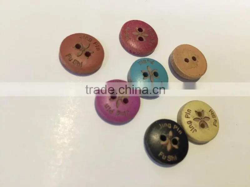laser engraved 2 holes black wooden buttons for garment