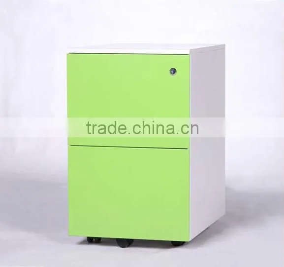 Office Furniture Two Drawer Steel Filing Mobile Cabinet with Wheel
