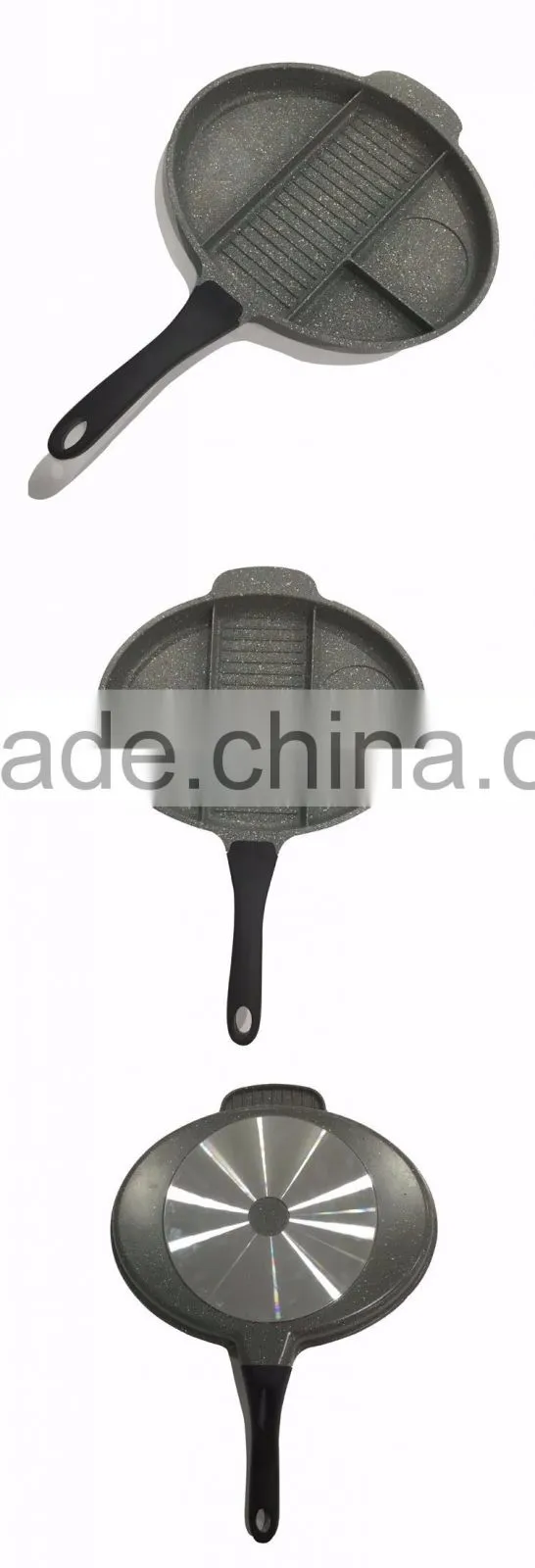 4 Section Round Egg Skillet Divided Master Aluminium Fry Cooking Grill Non Stick Pan