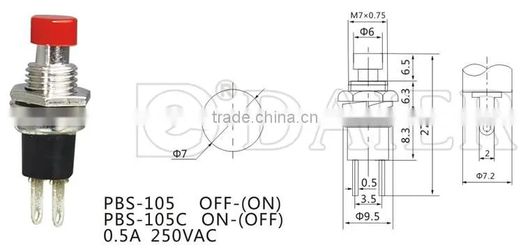 PBS-105C 7mm push to open switch