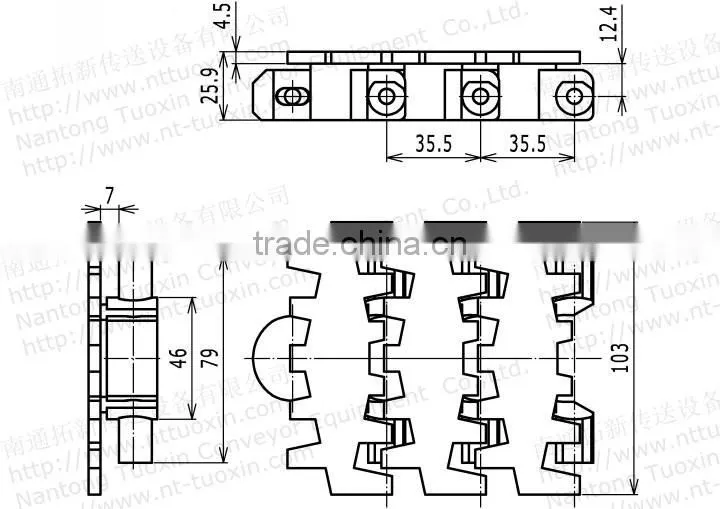 7200K Fingered Flexible Conveyor Chains