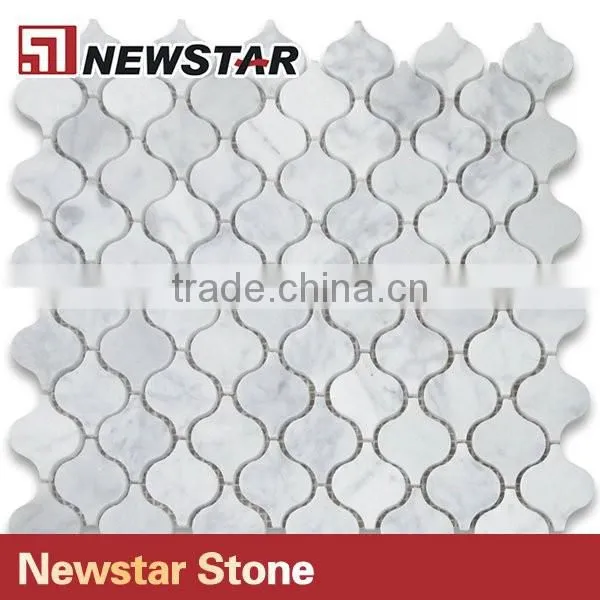 Newstar Cheap White Carrara Marble Lantern Mosaic Tile Backsplash Wall