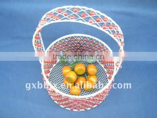 Round white wire decorative with red bead natural baskets