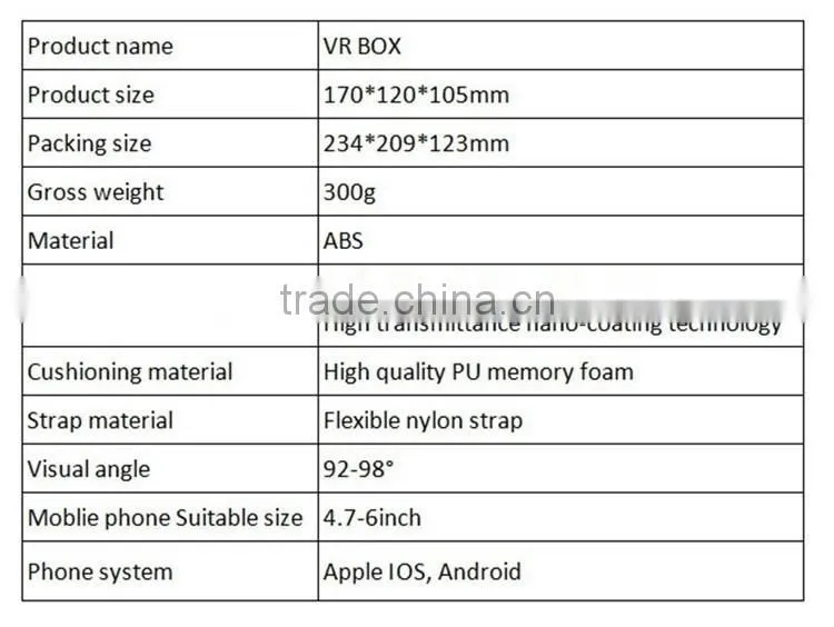 Wholesale alibaba VR BOX virtual reality 3D glasses VR headset glassess