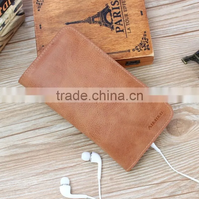 Portable genuine leather pouch smart phone case with earphone for iphone 7/7 Plus