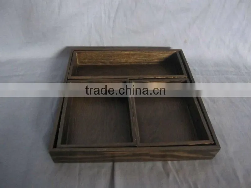 high quality pine wooden box,wooden tray with different tabula