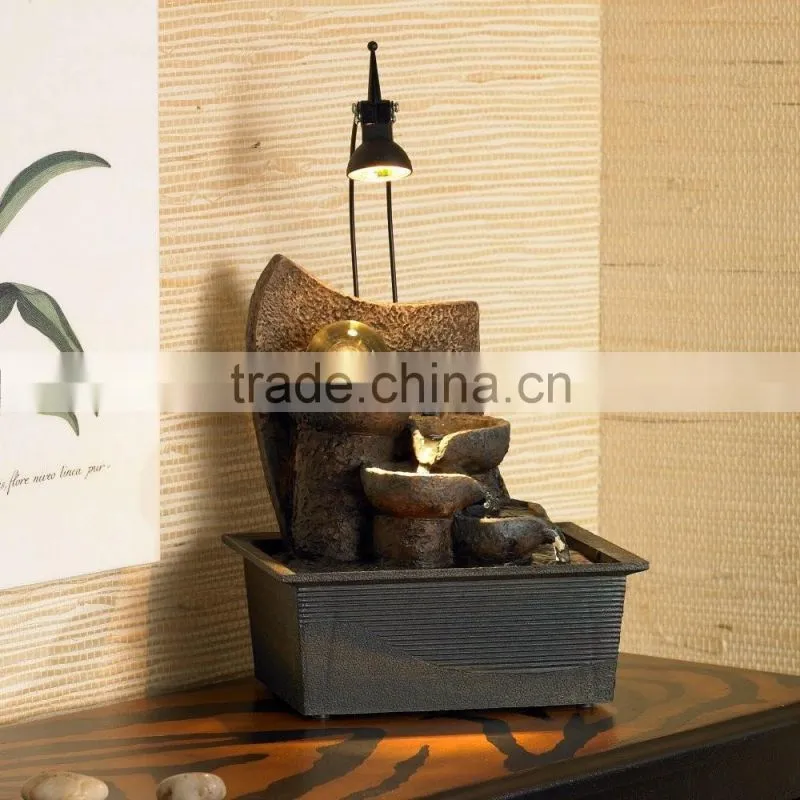 Faux Stone Table Fountain with Crystal Accent