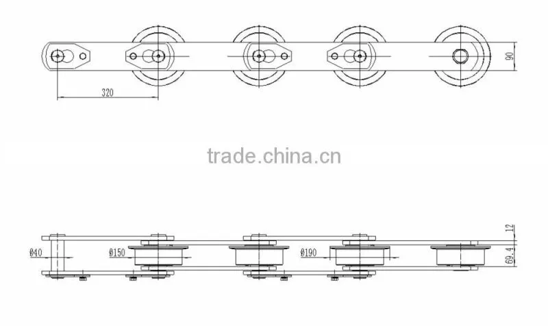 F flanged rollers type coal handling plant steel conveyor chain for apron feeder