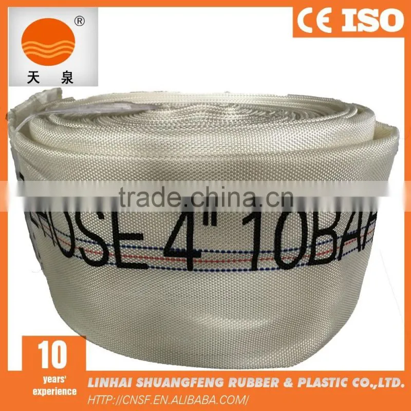 4 inch 10Bar PU lining layflat fire hose/PU flexible hose made in China