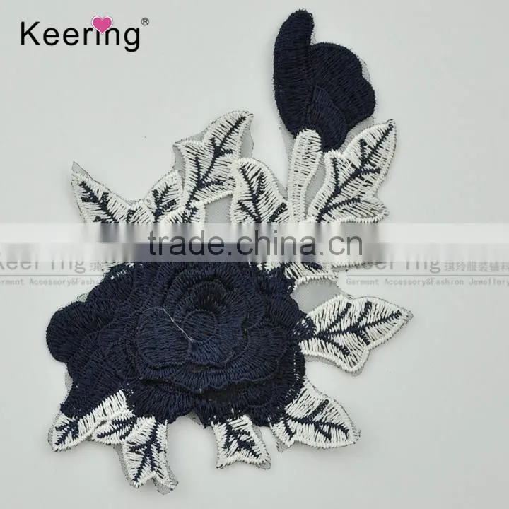 2017 new arrival beautiful design embroidery patch flower applique from keering WEF-764