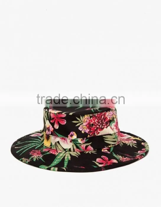High quality fishing folding floral cotton custom print pattern bucket hat