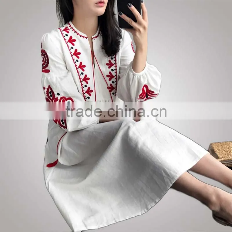 Ladies Branded 2017 Newest Fancy Summer Linen Woman Dress With Sgs Certifaction