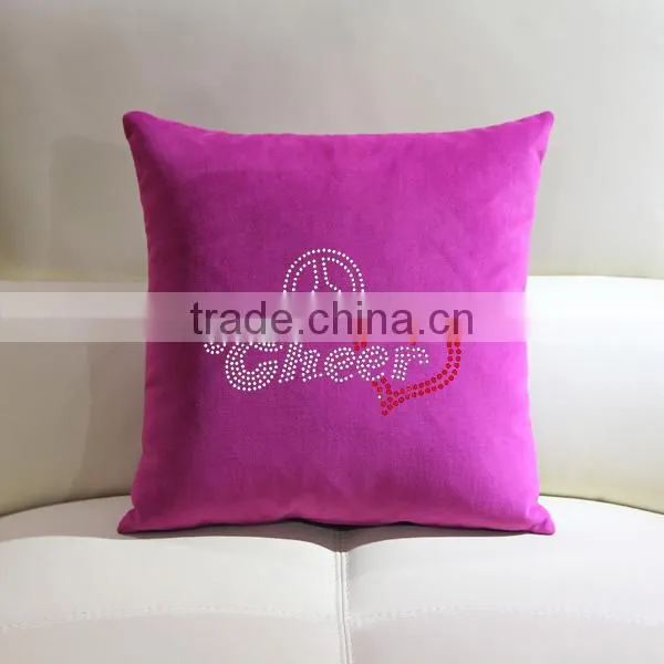 Cheer heart rhinestone transfer throw pillow wholesale