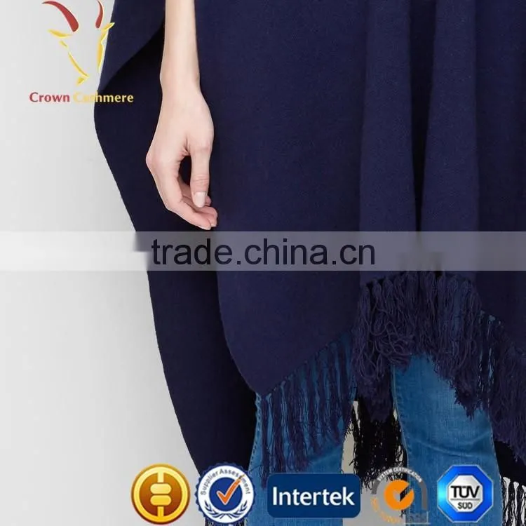 High Quality Cashmere 100% Merino Wool Poncho Shawl with Tassel
