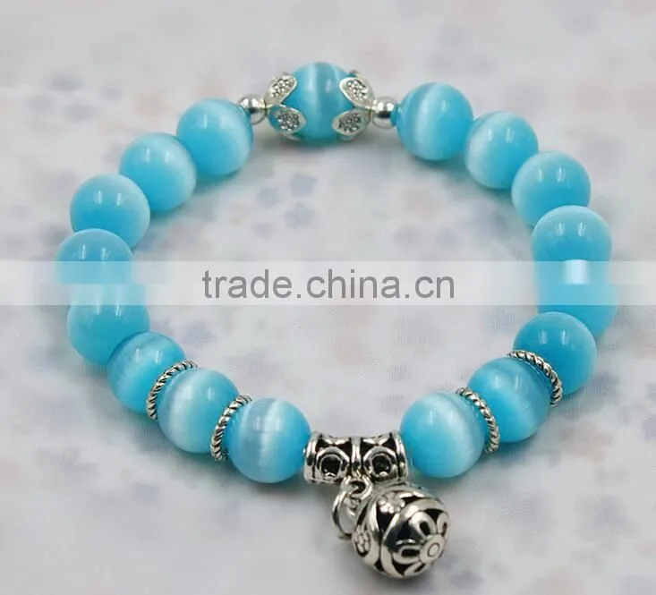 F20076N New fashion natural stones skull bracelet For women crystal opal beads stone bracelet