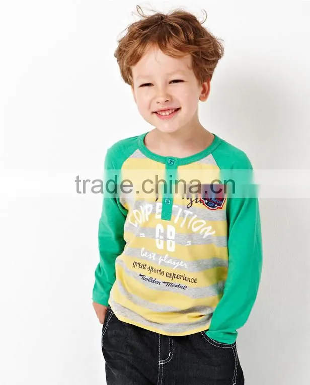 Half open collar cotton t shirt with raglan sleeves