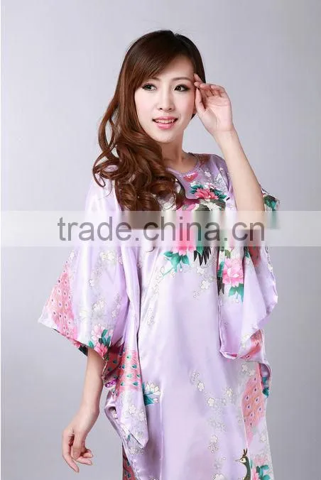 New Style Women Peacock Satin NightGowns,Satin Night Dress NG014
