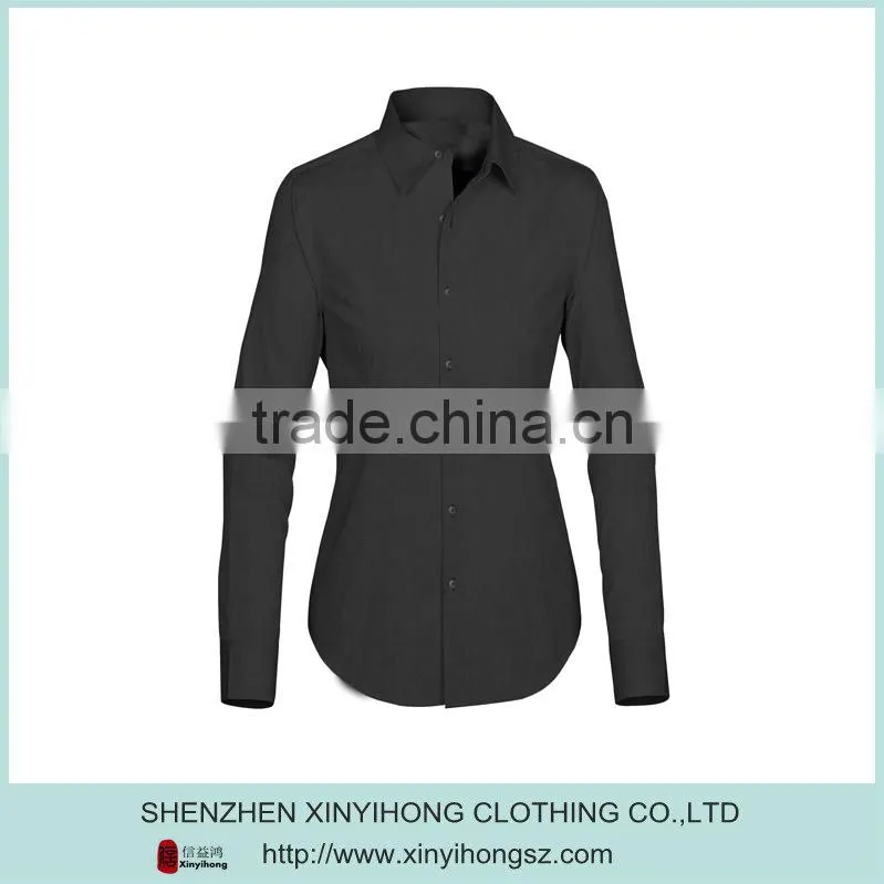 Classical Black Color Cotton Stretch Fitness Fashion Womens Shirts