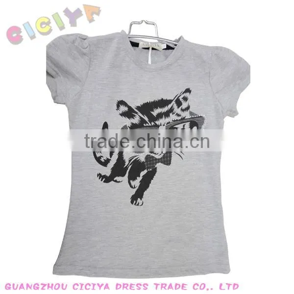 Latest arrival 2014 young girls fashion t-shirts printed summer maiden designs tshirt