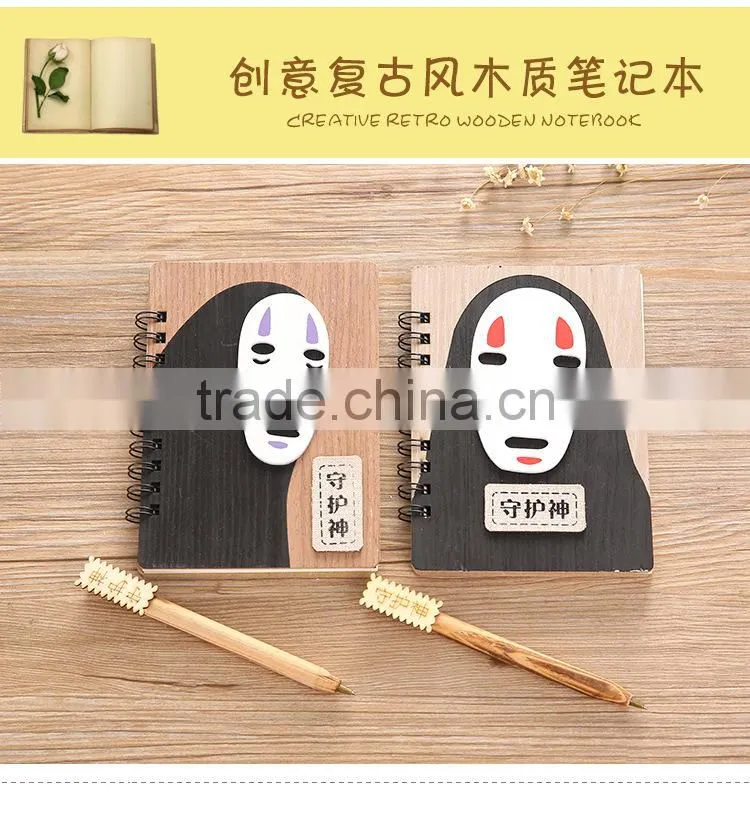Spirited Away No Face Man Cartoon Wooden Japanese Anime Notebook Design A