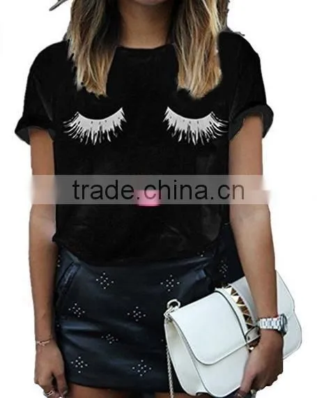 Cute Summer Fashion Women Short Sleeve Printed Tops Casual T Shirt custom printing
