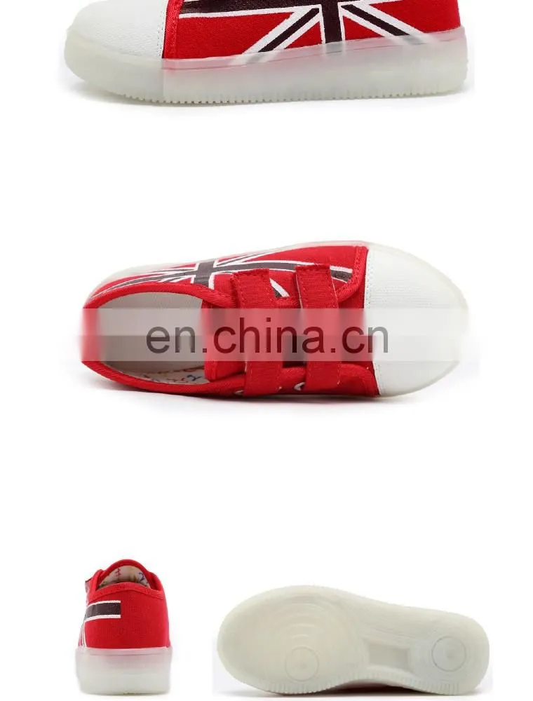 Latest design USB charge Children kids boys and girls light up canvas shoes LED shoes
