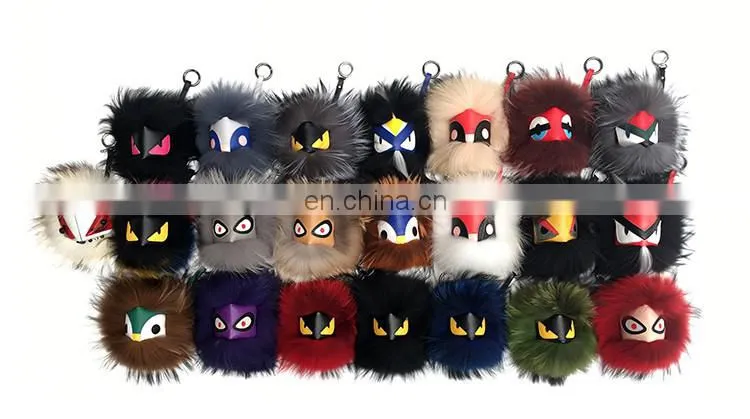 2015 High Quality Raccoon Fur Keychain for Bag Charm Monster Keychain