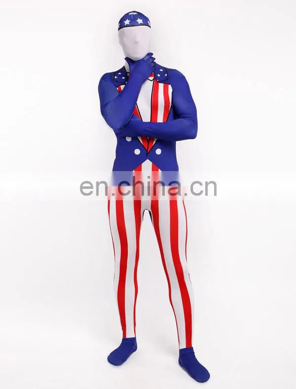 Full Body American Morph Suit Flag Lycra Zentai Halloween Party USA Costume