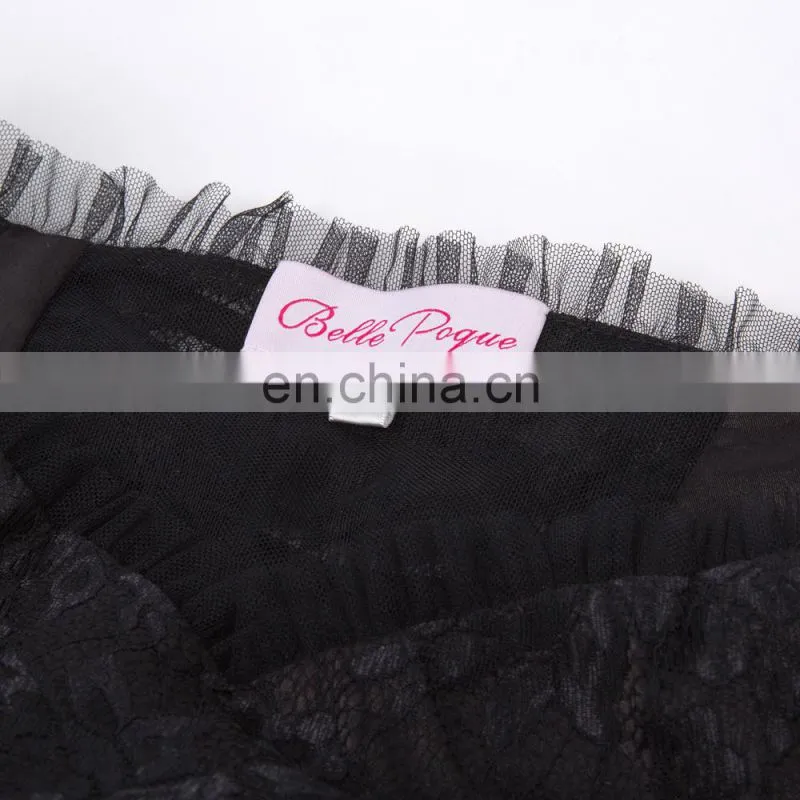 Belle Poque Retro Vintage Gothic Strapless Sweetheart Noble Swallow Tail Black Dovetail Dress BP000346-1