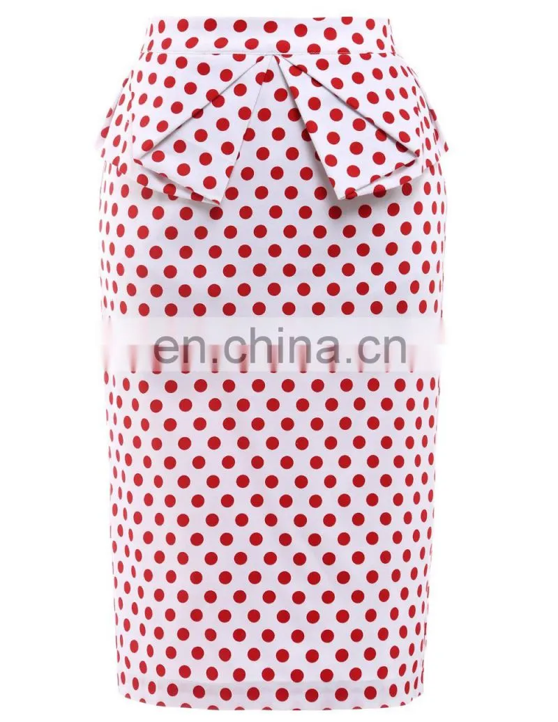 Grace Karin Occident Women's Vintage Retro Cotton Polka Dots Hips-Wrapped Skirt CL008928-1
