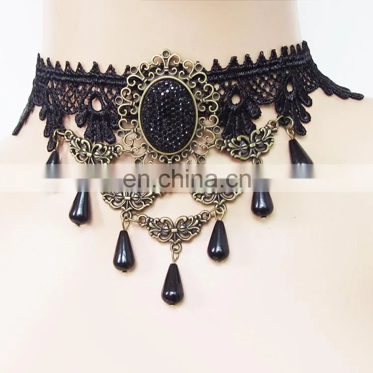 2015 latest design fashion party lace necklace lace necklace