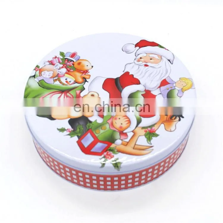 Santa Claus designed Christmas Tins with Round tin box shape