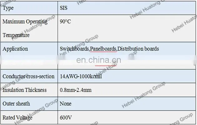 Tinned copper 600v 8 awg Switchboard Wire Type SIS wire and cable