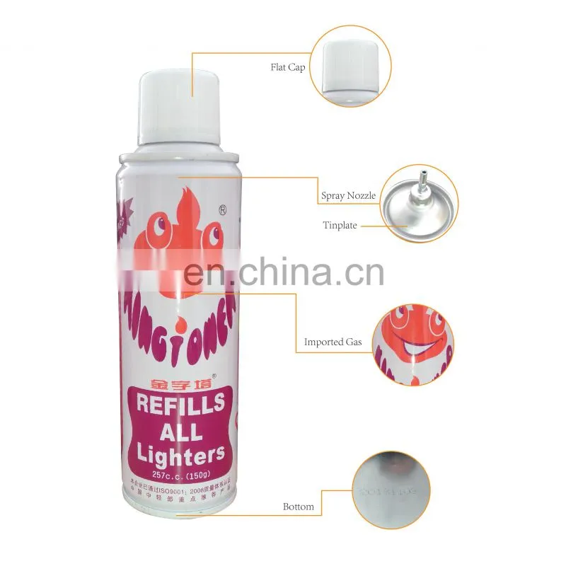 China encendedor gas butane 150g and purified butane lighter gas 150g