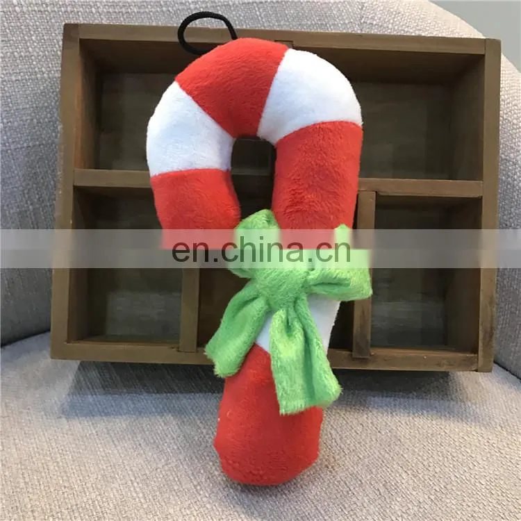 Teddy puppy molar bite-resistant Christmas candy cane dog toy squeaky pet christmas toy