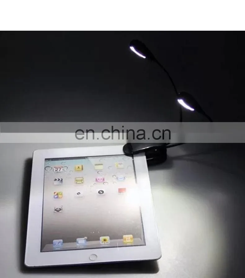 Music Stand Light, USB and AAA Battery Operated, Reading Lamp in Bed, 4 Brightness Levels, Clip on LED Book Lights